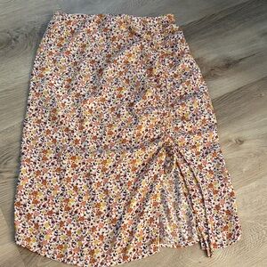 SIENNA SKY ditzy floral midi skirt size medium cream red boho spring summer